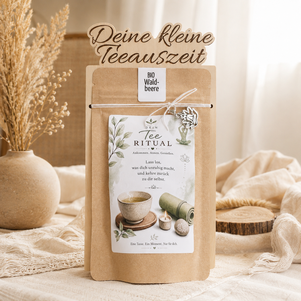 „Kleine achtsame Auszeit“ – Tee Geschenkset mit Metallanhänger