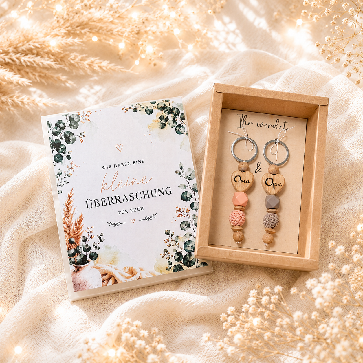 Schlüsselanhänger-Set „Ihr werdet Oma & Opa“