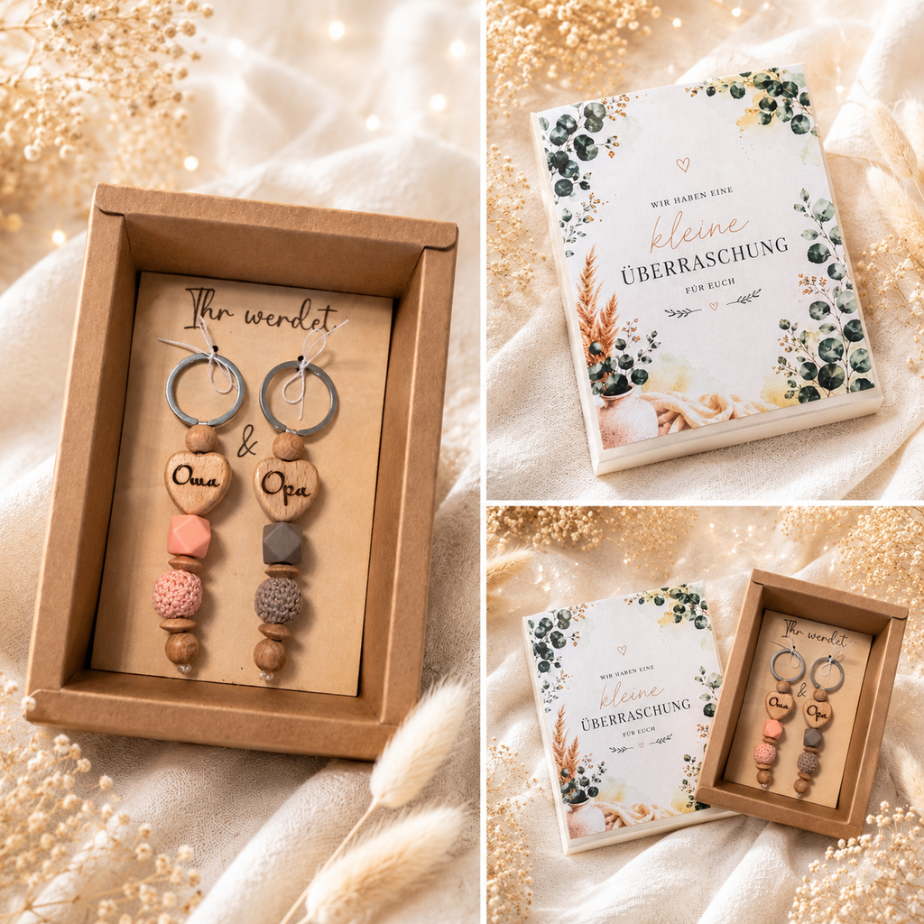 Schlüsselanhänger-Set „Ihr werdet Oma & Opa“