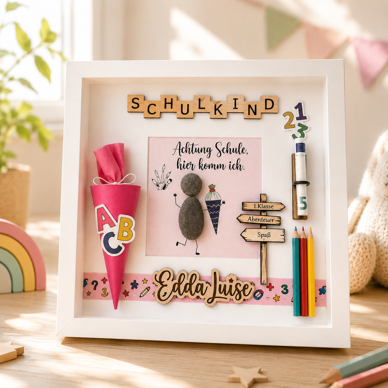 Schulkind Erinnerungsrahmen, Personalisiertes Geschenk zur Einschulung