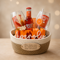 Personalisierter Aperol-Spritz-Geschenkkorb zum 40. Geburtstag, Geschenkset mit Gläsern, Deko & Namensschild