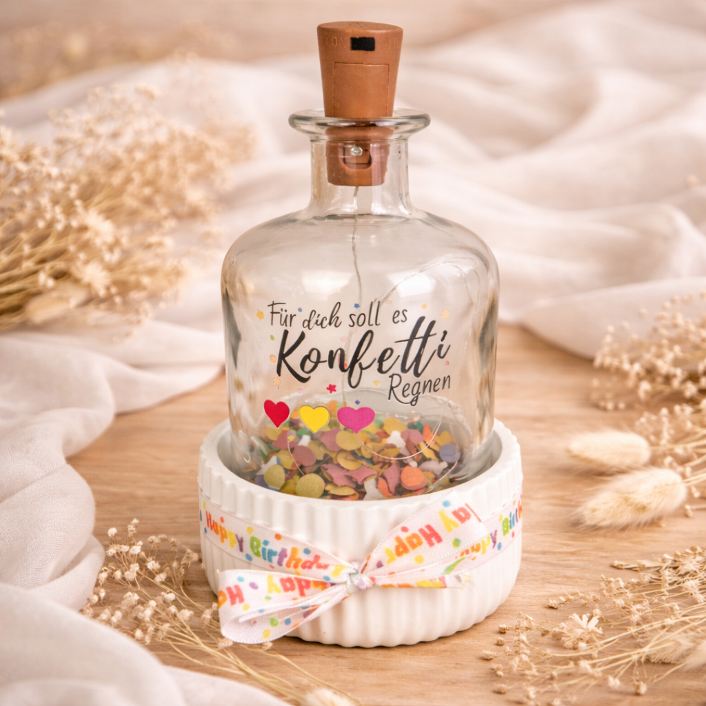Geburtstagsgeschenk Lichtflasche