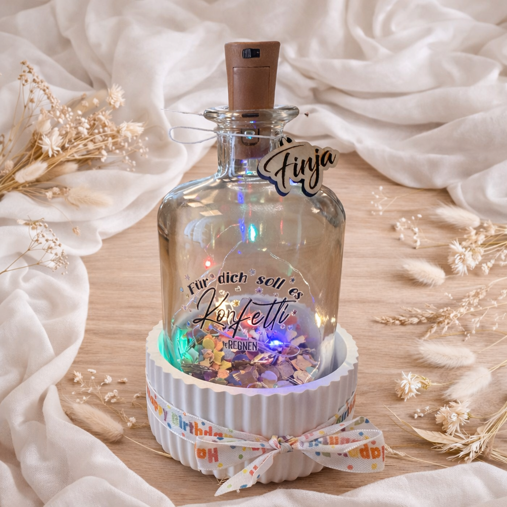 Geburtstagsgeschenk Lichtflasche