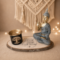 Buddha Räucherset mit Stövchen & gravierter Holzscheibe