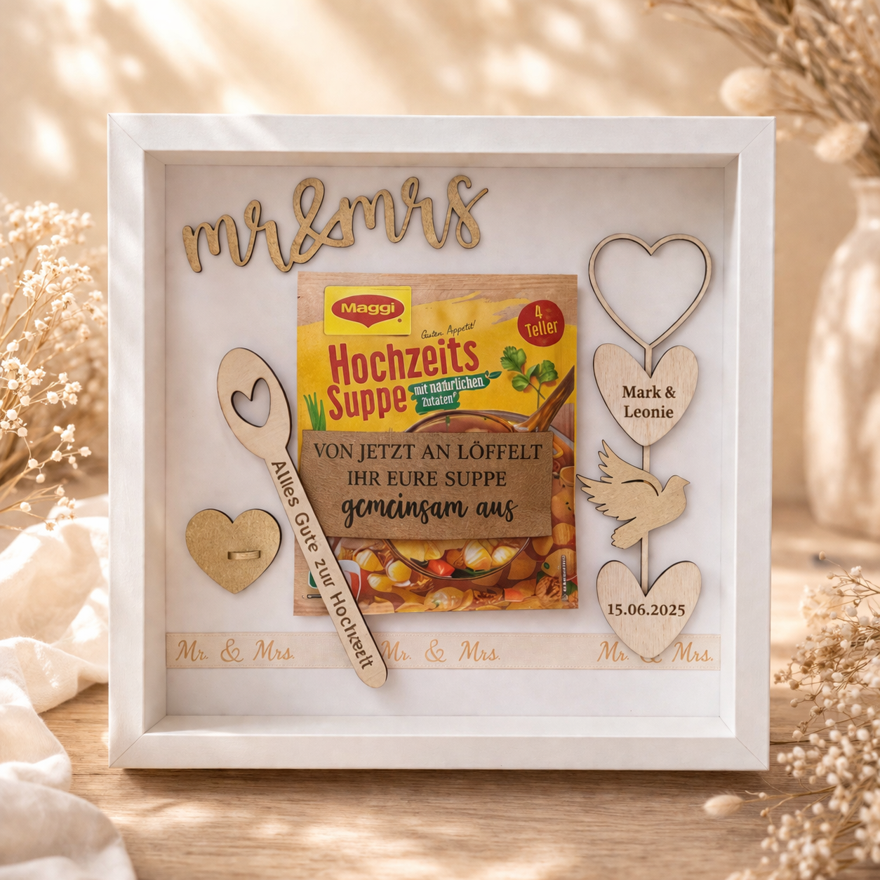 Hochzeitsgeschenk „Geldrahmen Suppe“