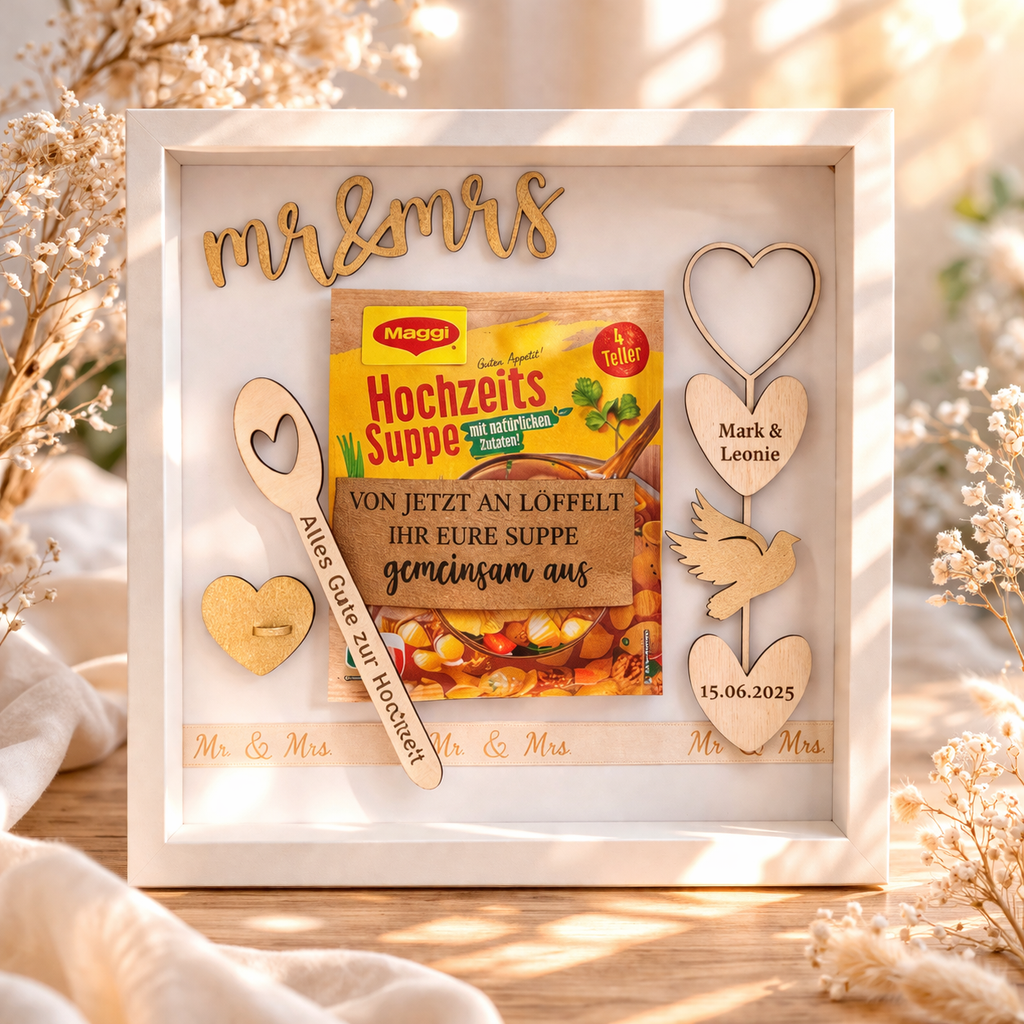 Hochzeitsgeschenk „Geldrahmen Suppe“