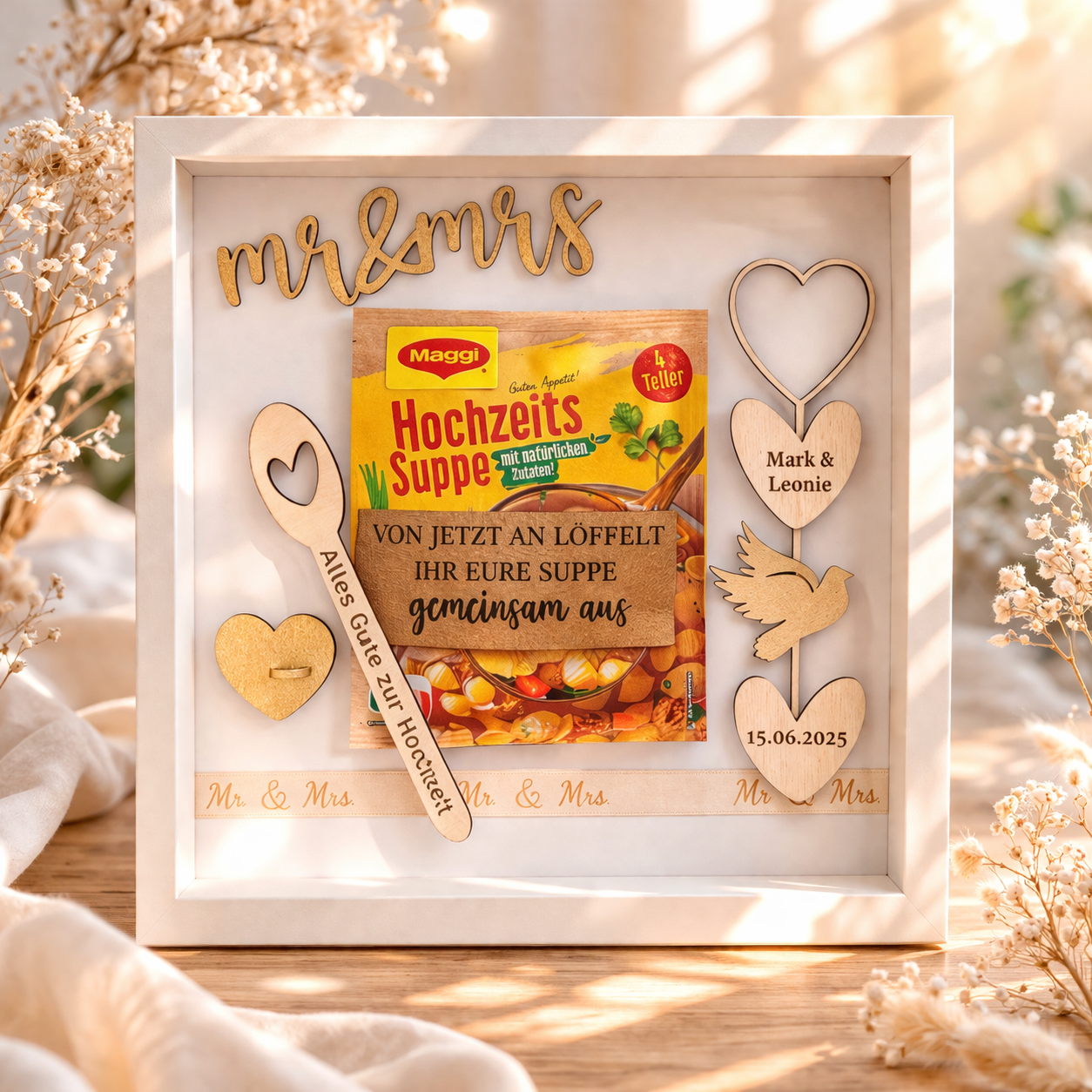 Hochzeitsgeschenk „Geldrahmen Suppe“