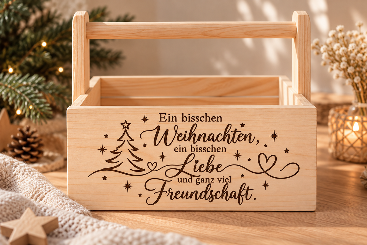 Weihnachtskiste aus Holz mit Wunschgravur