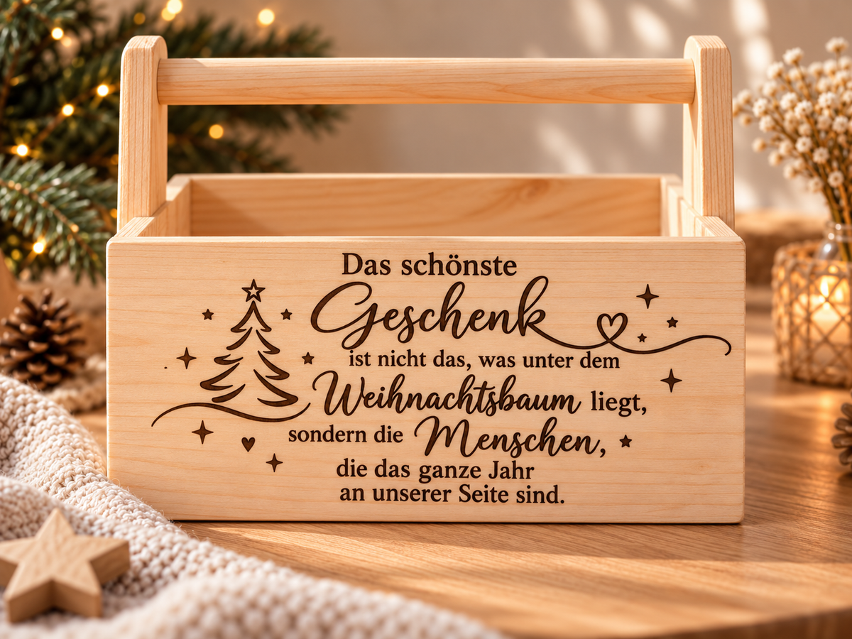 Weihnachtskiste aus Holz mit Wunschgravur