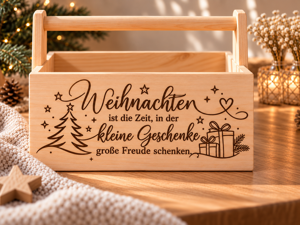 Weihnachtskiste aus Holz mit Wunschgravur
