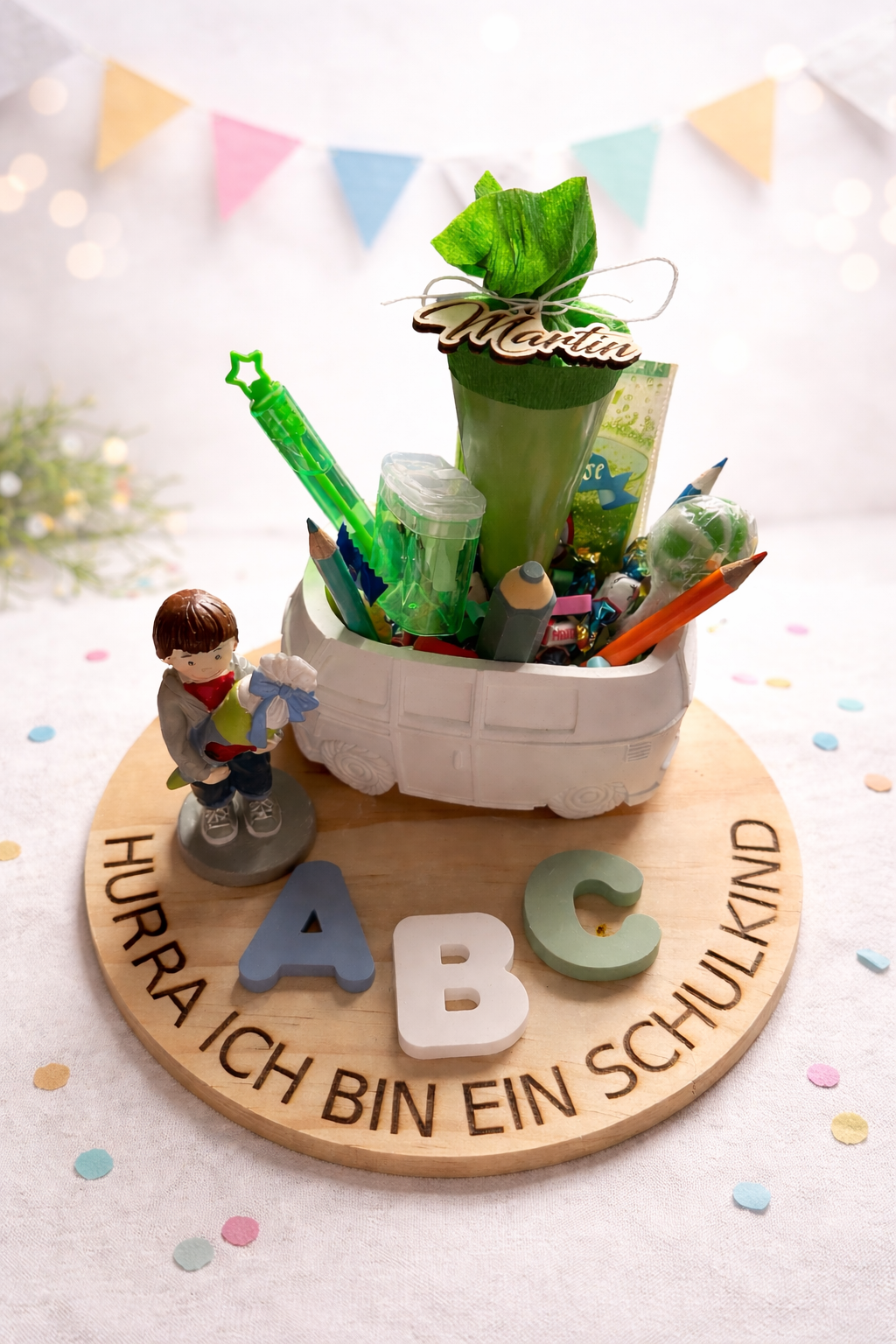 Personalisiertes Einschulungs Geschenk mit Zuckertüte, Geschenk Schuleinführung
