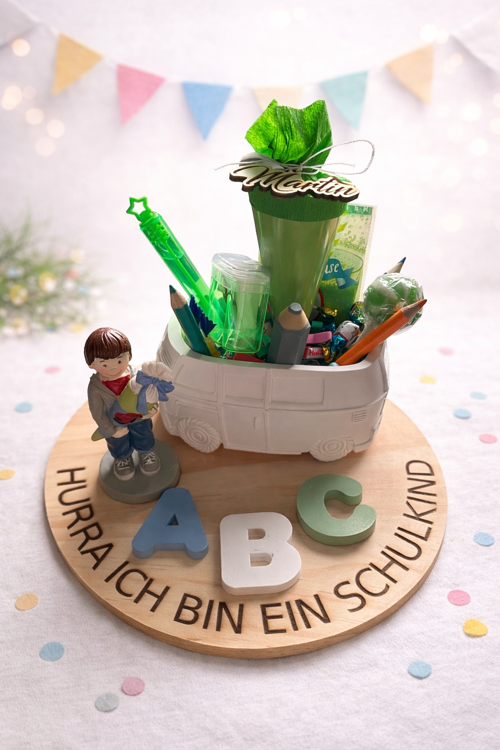 Personalisiertes Einschulungs Geschenk mit Zuckertüte, Geschenk Schuleinführung