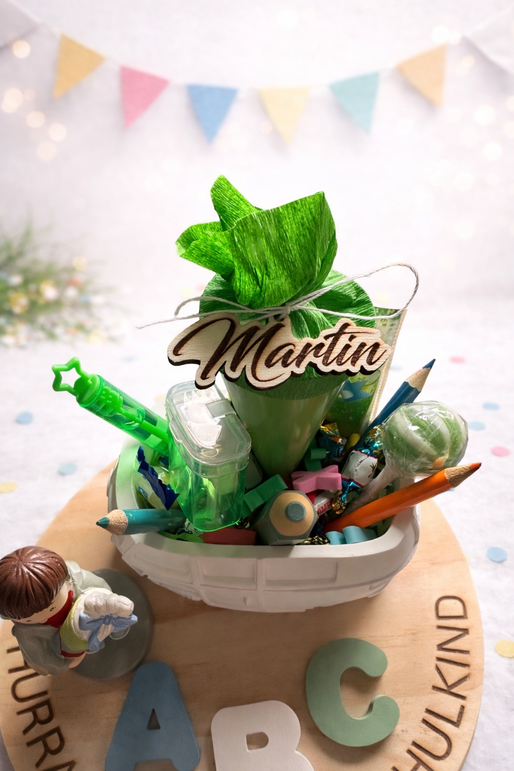 Personalisiertes Einschulungs Geschenk mit Zuckertüte, Geschenk Schuleinführung