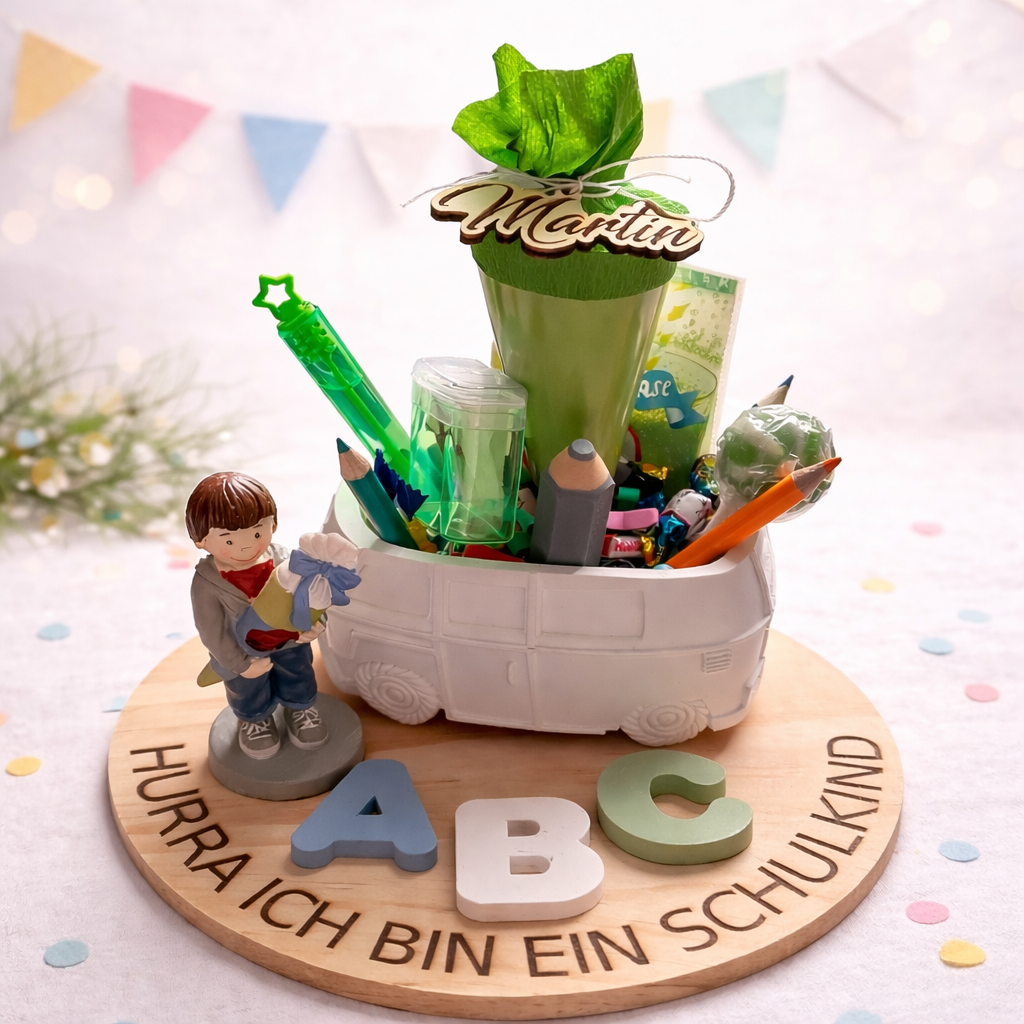 Personalisiertes Einschulungs Geschenk mit Zuckertüte, Geschenk Schuleinführung