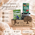 Personalisiertes Jugendweihe Geschenk Fußball, Geschenkbox mit Tasse