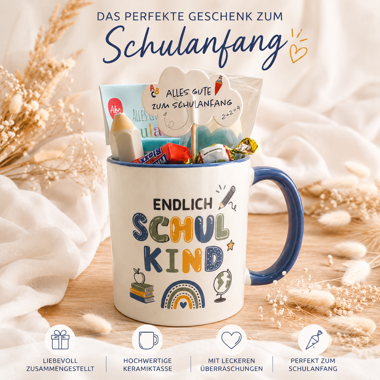 Einschulungsgeschenk Tasse „Endlich Schulkind“