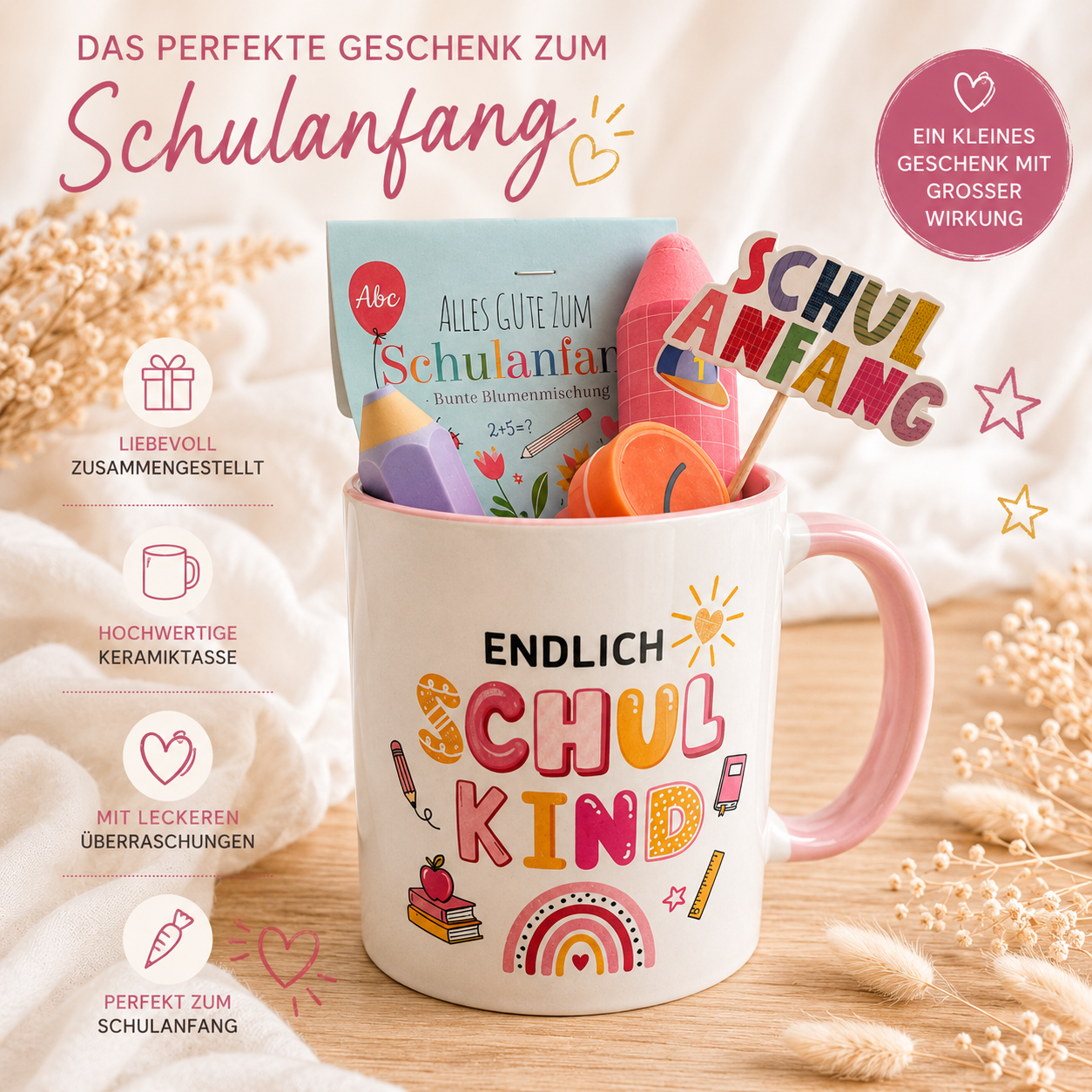 Einschulungsgeschenk Tasse „Endlich Schulkind“