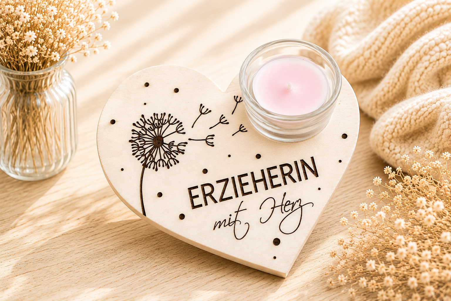 Teelichthalter „Erzieherin mit Herz“