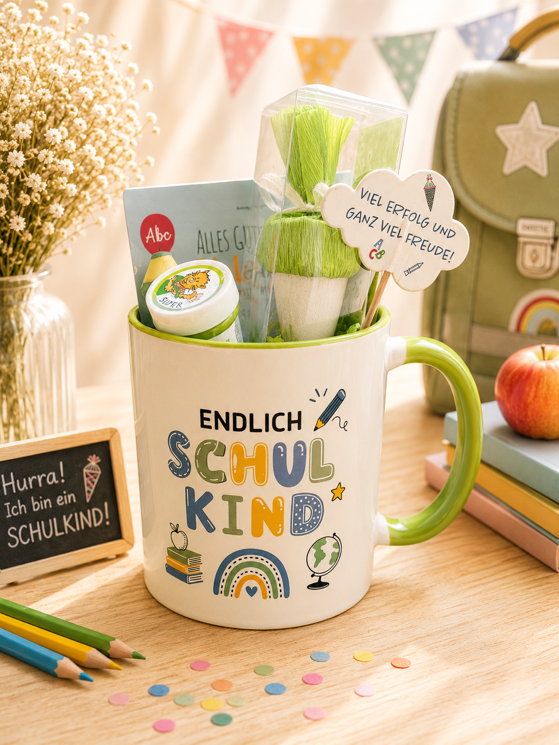 Einschulungsgeschenk Tasse „Endlich Schulkind“
