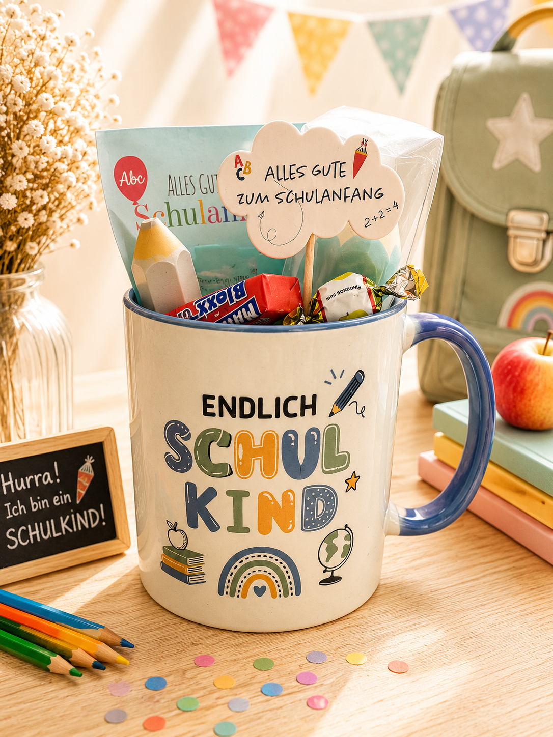 Einschulungsgeschenk Tasse „Endlich Schulkind“