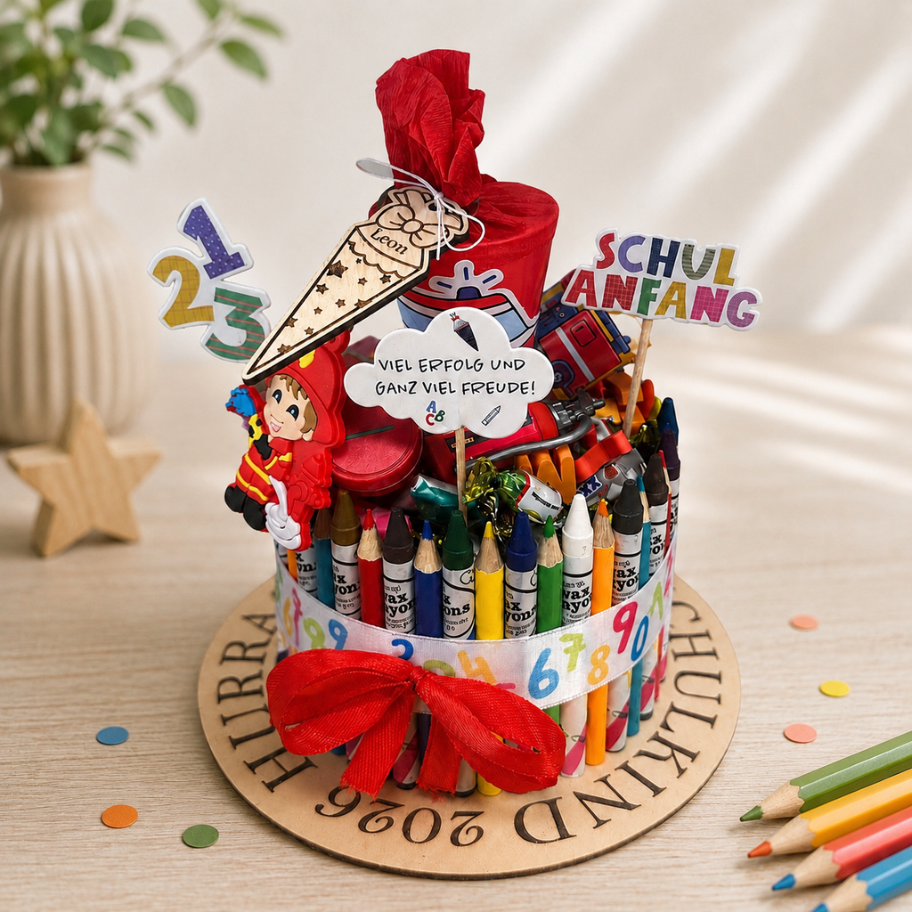 Stiftetorte „Hurra ich bin ein Schulkind“