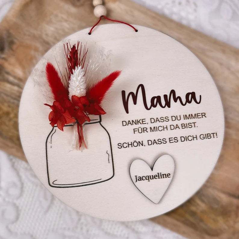 Personalisierte Holzscheibe "Mama Geschenk"