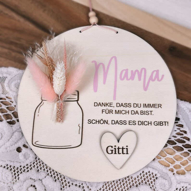 Personalisierte Holzscheibe "Mama Geschenk"